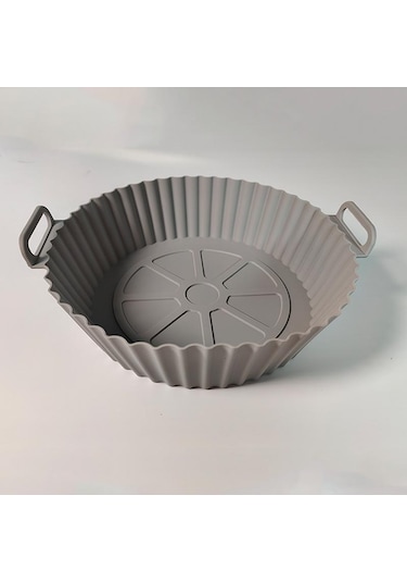 Gri Hava Fritöz Kalınlaşmış Gıda Sınıfı Silikon Mat Silikon Katlanır Pişirme Mat Ev Hava Fritöz Fırın Tepsisi Round 24 19 6cm 110g Gri