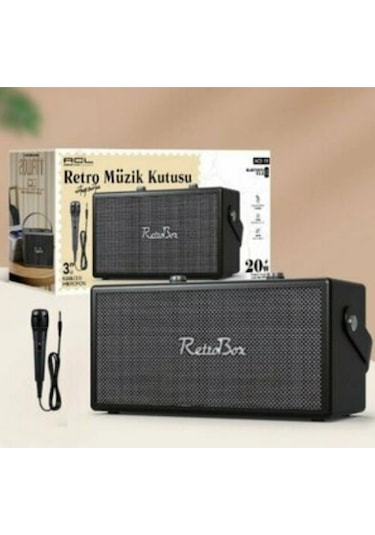 Acl Acs-19 Retro Müzik Kutusu Bluetooth 5.0 Hoparlör Kablolu Mikrofonlu Karaoke Destekli 20w Ses Sis