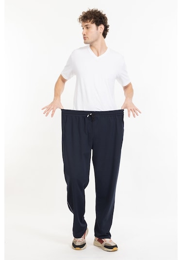 Büyük Beden Erkek Eşofman Altı Cepli Fermuarlı Blr-08- 1023 Lacivert