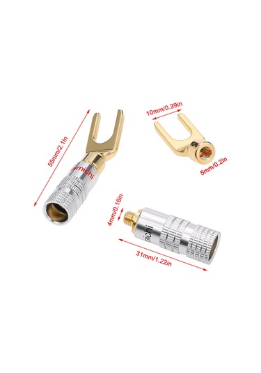Leezsing 4 Çift Altın Kaplı Hoparlör Bağlantı Kablosu, Y Tipi, Ses Enstrümanı Amfi Adaptörü, Sol-sağ Ses Kanalı