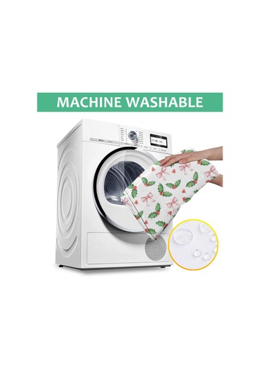 Noel Desenli Dikdörtgen Masa Örtüsü 60x84 İnç, Su Geçirmez Ve Leke Tutmaz Noel Kızılcık Pembe