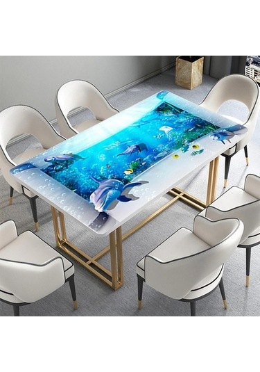 Masa Kaplama Folyosu Mobilya Masa Kaplama Folyoları 3D Akvaryum