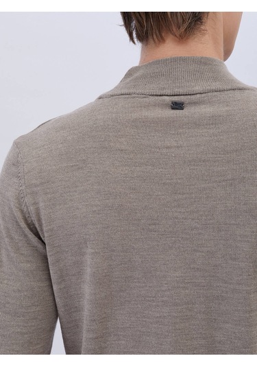 Kip Vizon Yarım Balıkçı Yaka Düz Örgü Yün Karışımlı Triko Çok Renkli