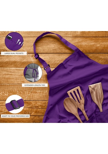 10 Paket 2 Cepli Ayarlanabilir Önlük, Su Ve Yağa Dayanıklı Mor, 10 Paket Diğer