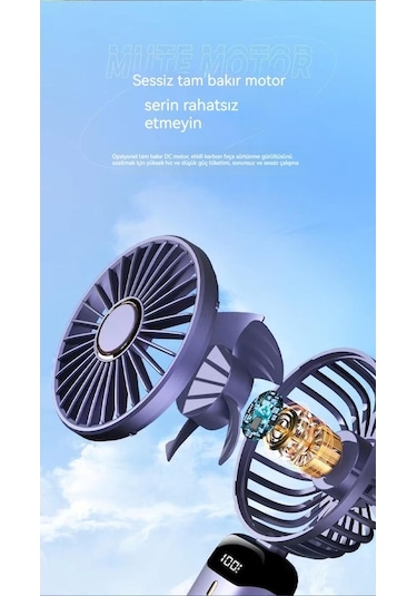 Supermarket1 5 Kademe Dijital Usb Şarjlı Mini Katlanır El Fanı Oloey, Serinlik İçin Pratik Çözüm