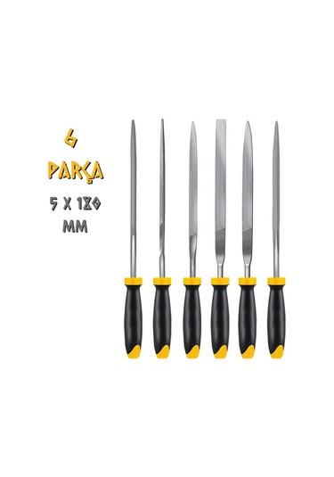 Sgs Saplı Mini Eğe Seti Ahşap Ve Metal 5 X 180 Mm. - 6 Farklı Parça
