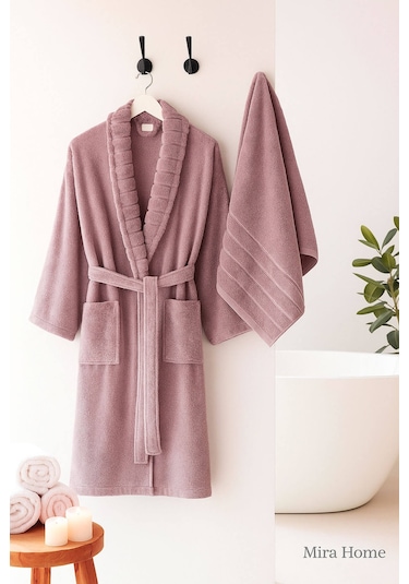 4 Parça Soft Elegance Banyo Aile Bornoz Seti %100 Pamuklu Antrasit