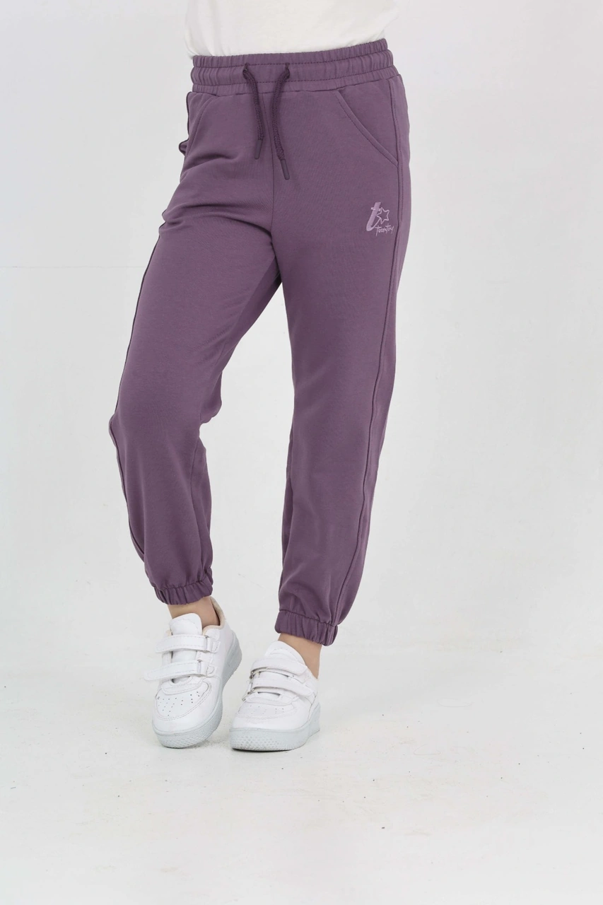 Toontoy Kız Çocuk Tonaton Nakışlı Eşofman Alt Mor