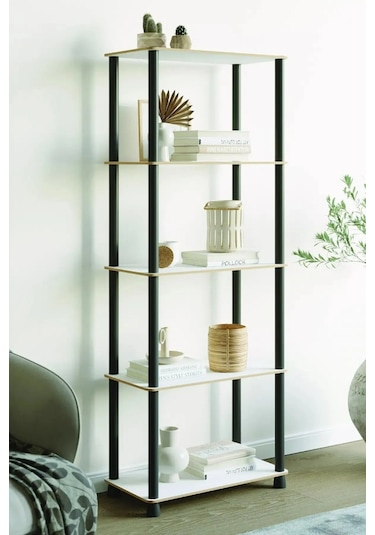 Çok Amaçlı 3 Raflı Ahşap Beyaz Modern Dekoratif Kitap Dosya Ev Of