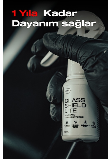 Nasiol Glasshield Lite Nano Yağmur Kaydırıcı Cam Yüzey Seramik Kaplama Spreyi 1 Yıl Dayanım 50 ML