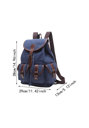 Suntek Kanvas Sırt Çantası Okul Yürüyüş Satchel Çanta Koyu Mavi