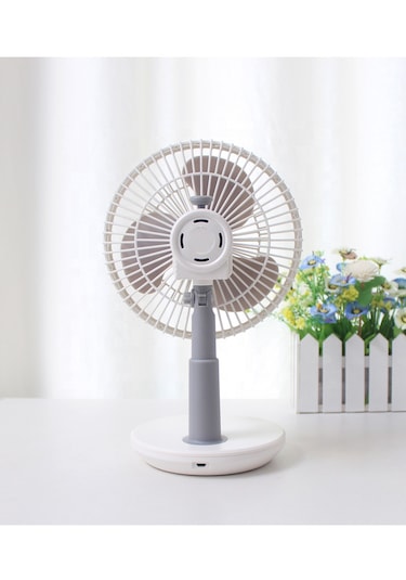 Otomatik Dönebilen Masa Üstü Lamba Özellikli Usb Şarjlı Mini Fan 4000 Mah Vantilatör