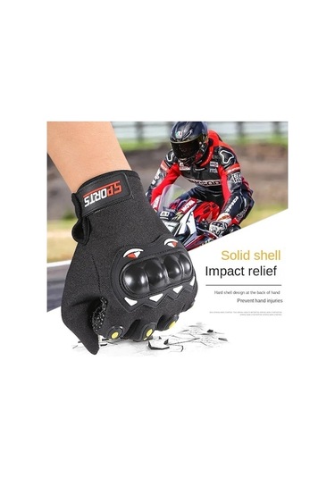 Motosiklet Sürüş Eldivenleri Motosiklet Kaymaz Koruma Aşınmaya Dayanıklı Dokunmatik Ekran Eldivenleri Motosiklet Tam Nokta Siyah
