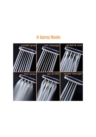 Pazly Abs Malzeme 6 Fonksiyonlu Krom Duş Başlığı - 1.5m Hortum + Ayarlanabilir Askı - Gümüş Gümüş