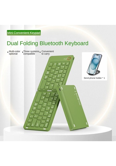 Yuntech01 B023 Çift Katlanabilir Bluetooth Klavye, 3 Cihaza Eş Zamanlı Bağlanır, Android/windows/ios Uyumlu, Cep Telefonu Tutucusu Hediye, Portatif İş Ve Seyahat İçin