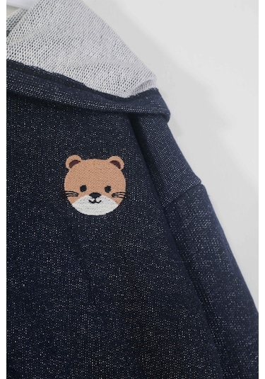 Luess Erkek Çocuk Kot Görünüm 3 İplik Hamster Nakışlı Alt Üst Takım 3-4 Yaş 8-9 Yaş Lacivert