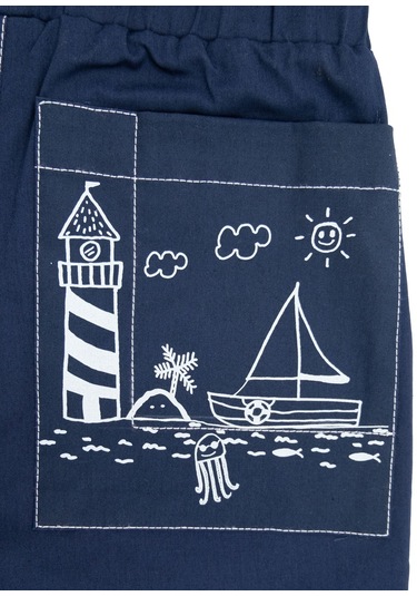 Cebi Baskılı Yazlık Erkek Çocuk Lacivert Pantolon 001