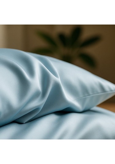 Antibakteriyel Terletmeyen İpek Saten Yastık Kılıfı 2'li 50x70 Mavi Mavi