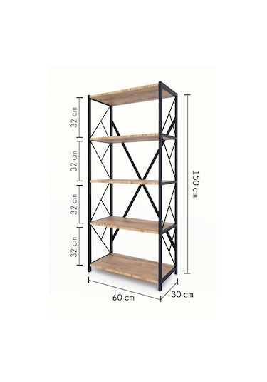 Morpanya Oven Metal Mutfak Rafı Malzeme Dolabı 5 Raflı Mikrodalga Fırın Rafı Çok Amaçlı Dolap Raf 150 Cm Ceviz