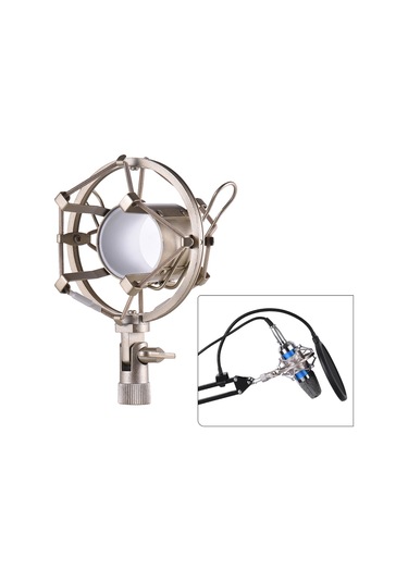 Padalink Altın Metal Mikrofon Sarsıntı Direnci 43-46mm - Zemin Ve Stand Gürültüsünü Engeller, 3/8" & 5/8" Uyumlu Ayar Adaptörü İle Stüdyo/kayıt İçin