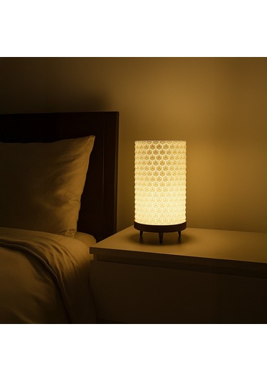 Modern Geometrik Desenli Masa Lambası Siyah - Beyaz