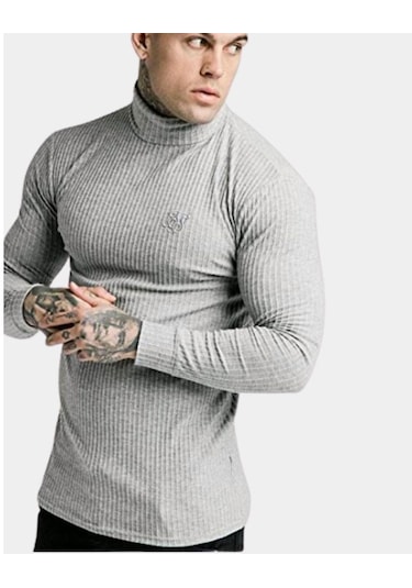 Bpm Siksilk Fırçalı Örgü Erkek Balıkçı Jumper Gri