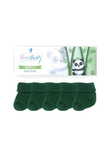 Novibaby 5'li Bambu Yenidoğan Bebek Çorabı I Pine Green I 0-6 ay "Karışık Renkli"