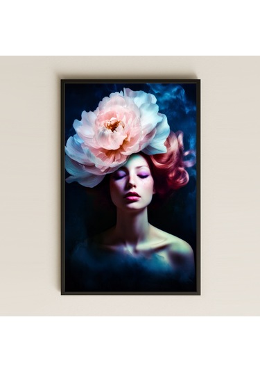 Çiçekli Portre Ve Düşsel Kadın Temalı Sanatsal Pleksi Tablo