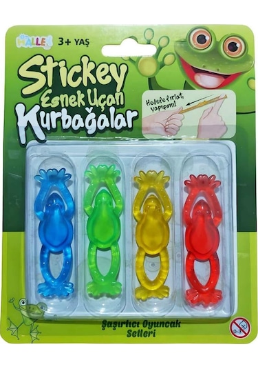 Çek Fırlat Esnek Uçan Kurbağa - 4'lü Set Yapışkan Sapan Kurbağalar