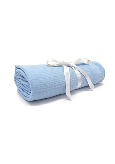 Ezh Pamuklu 4 Kat Müslin Bebek Battaniyesi 120 X 110 Cm Mavi