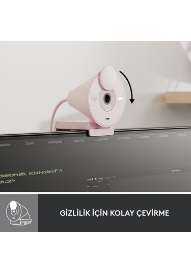 Logitech Brio 300 Full HD Webcam - Pembe 960-001448