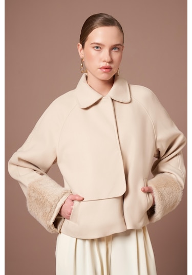 Ftz Women Kadın Kaşe Kısa Kaban Beige 31279 Beige