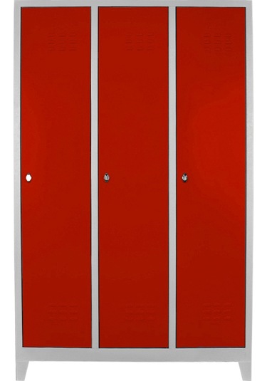Jessan Ofis 3 lü Standart Soyunma Dolabı Gri-Kırmızı