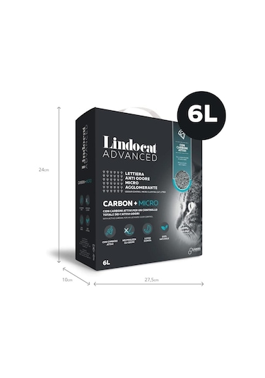 Lindocat Advanced Carbon + Micro Aktif Karbonlu Kedi Kumu 6 L