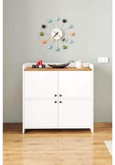 Ae-3060 Forum Beyaz/çam 4 Kapaklı, 4 Raflı, Ayakkabılık, Çok Amaç Beyaz - Atlantikçam