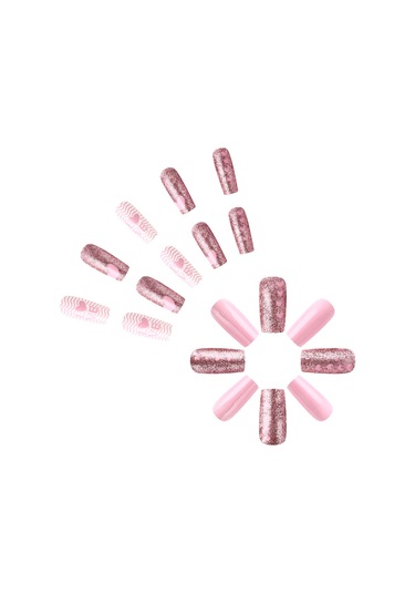 Kısa Parlak Avrupa Tarzı Giyilebilir Tırnaklar Yeni Günlük Pembe Aşk Tatlısı Tüm Uyumlu Manikür 24 Adet Sahte Tırnak Dahil Aletler Ys355