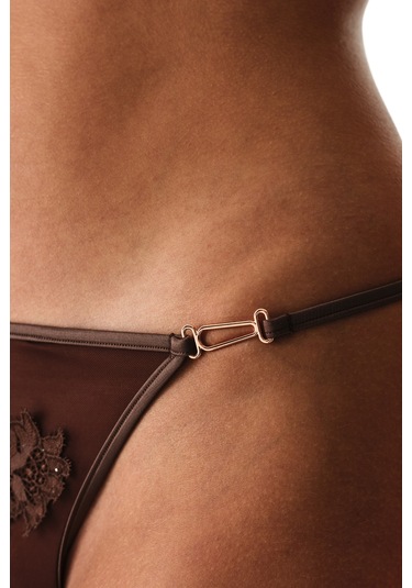 Penti Kahverengi Broderie String Külot Bbw