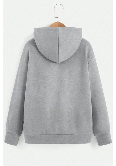 Ny Baskılı Erkek - Kız Çocuk Rahat Kalıp Sweatshirt Gri