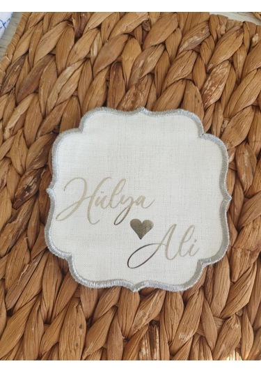 Isimli Söz Ve Nişanlarınız Için Kumaş Damat Kahvesi Peçetesi P-5