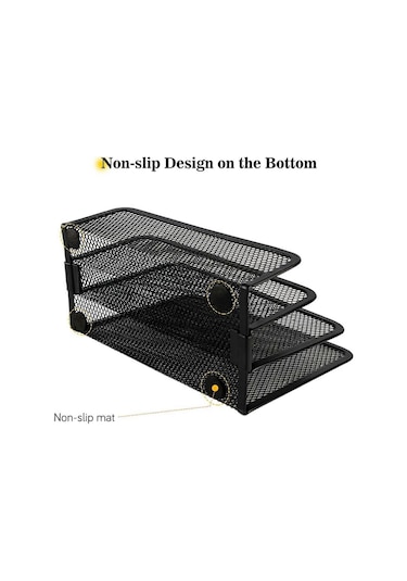 Ganzhoushop Masa Düzenleyici, File Ofis Malzemeleri Düzenleyici, 3 Bölmeli Metal File Masa Düzenleyiciler