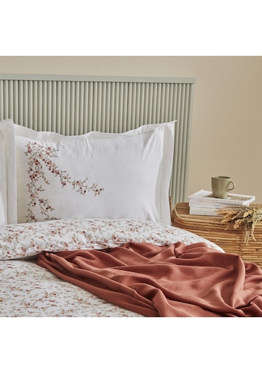 Karaca Home Mizu %100 Pamuk Çift Kişilik Nevresim Takımı + Pike Krem