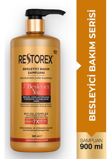 Restorex Besleyici Bakım Şampuanı 900 Ml - 7 Besleyici Yağ Göz Alıcı Parlaklık İpeksi Yumuşaklık