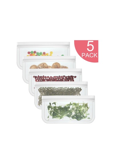 Sones 5'i 1 Arada Yarı Saydam Buzlu Peva Gıda Saklama Torbası Buzdolabı Gıda Saklama Torbası Kendiliğinden Kapanan Gıda Torbası Seti