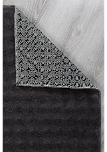 Dekoratif Bubble Uzun Tüylü Yumuşak Puffy Peluş Kaymaz Yıkanabilir Salon Koridor Halı Yolluk Antrasit