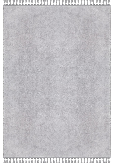 Comfort Puffy Ponpon Saçaklı Peluş Halı Gri