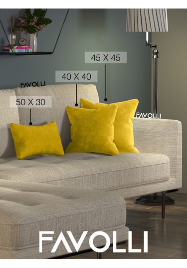 Br Favolli Kadife Dokulu Hint Sarısı Kırlent Kılıfı Dream Serisi Punch Için Uygun Gizli Fermuar Hint Sarısı