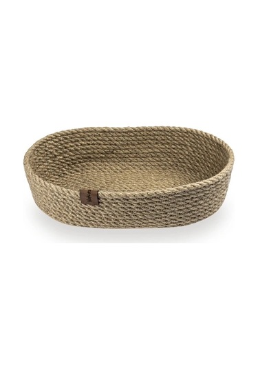 Naturalove Dekoratif Jüt Sepet - Oval / Büyük Boy Kahverengi