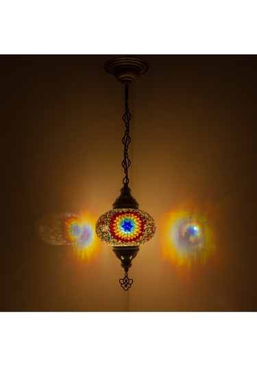 Mozaik Gece Lambası Balkon İçin Tekli Avize Renkli