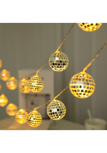 Fosenze 1.8m 10 Led Sabit Aydınlatma Islak Beyaz Led Top Mosaik Işık Zinciri - Bahçe, Parti Dekorasyonu Aa Pil Gereklidir Ilık Beyaz