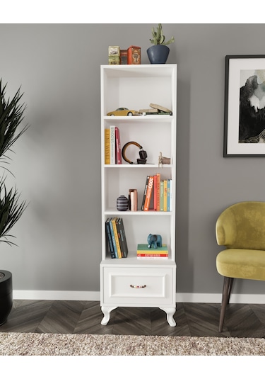 Kznhome Kartopu Çekmeceli Country Kitaplık Beyaz - Tamamı 1. Kalite Mdf